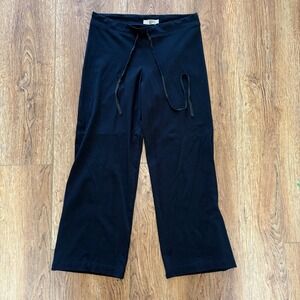 Tail Black Wide Leg Cropped Yoga Pants Drawstring Waist Womens M USA Made